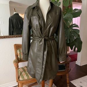 Avec Les Filles, NWT, never been worn, moss green leather trench